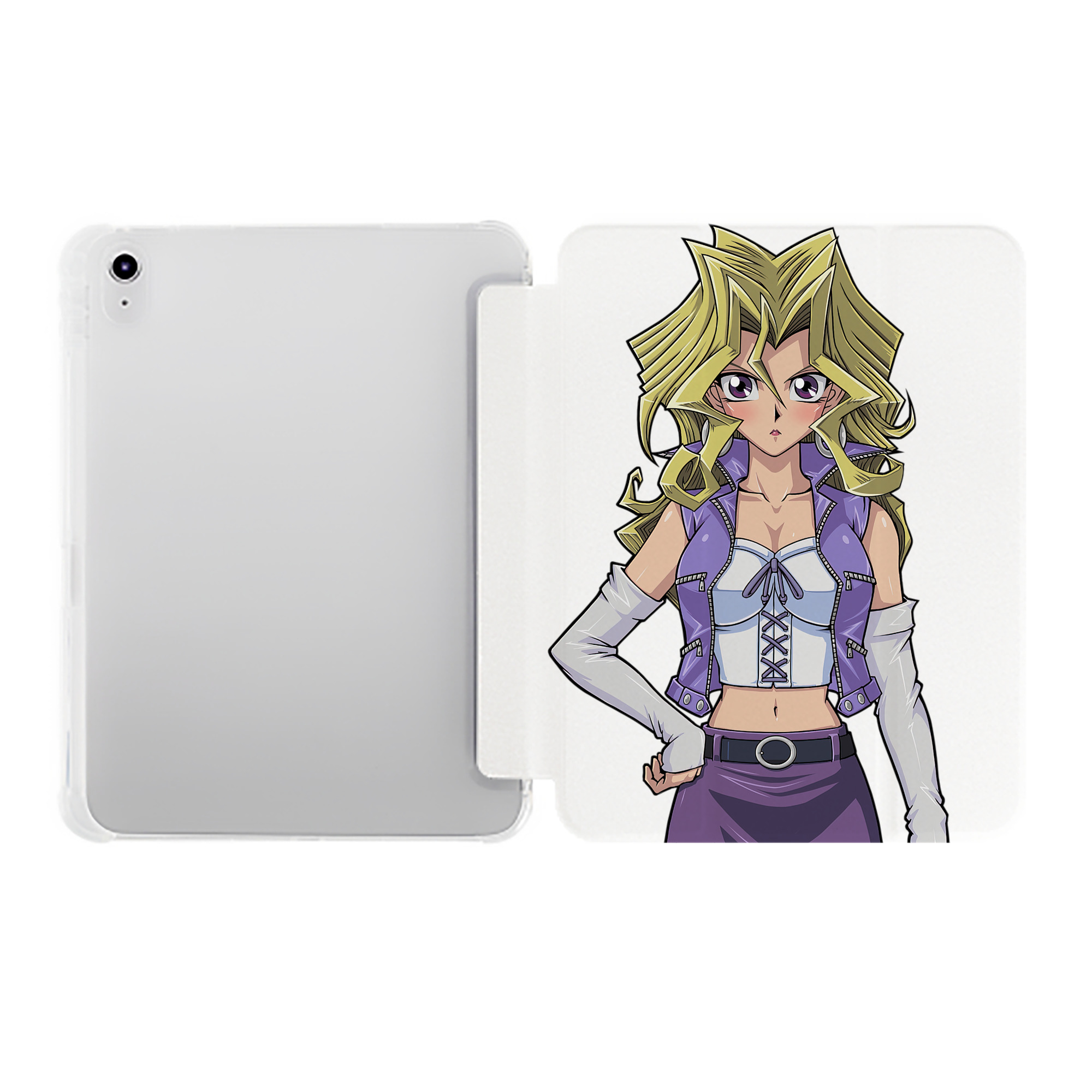 （画像用） 遊☆戯☆王 Yu-Gi-Oh! IPad ケース ペン収納付き 三つ折りスタンド PUレザー×シリコン 対応機種9.5/10.5/10.9インチ